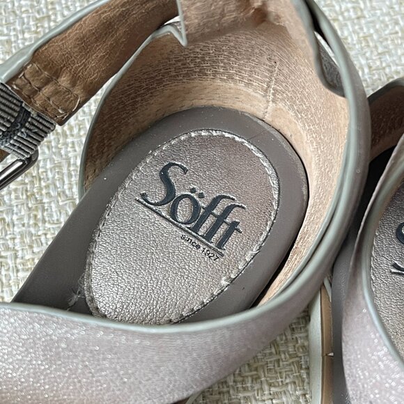 SOFFT Women's Sandal Sofft Bali anthracite metallic silver leather shoe size 9M - Picture 6 of 8